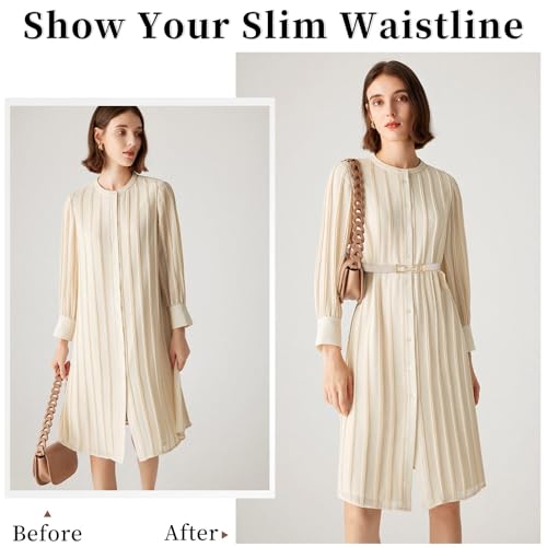 JASGOOD Women Skinny Elastic Belt for Dresses,Thin Retro Stretch Waist Belt with Golden Buckle3