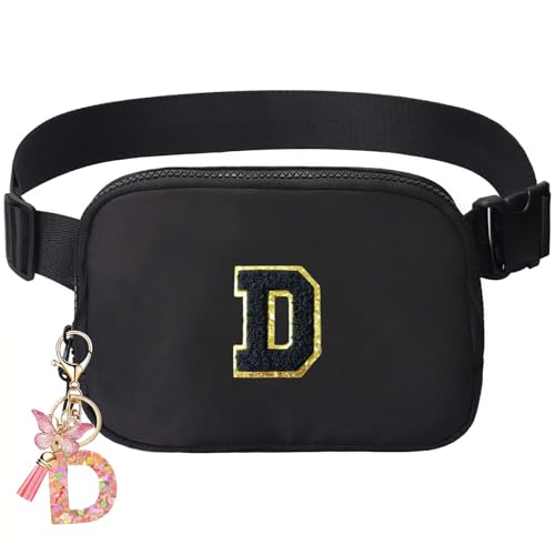 Image of Belt Bag for Girls Gifts - Birthday Gifts for Teenager, Personalized Gifts for Mom Freind Sister Teacher, Graduation GiftsInitial Crossbody Bag Belt Bag for Women Black D