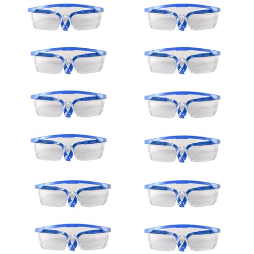 LFRXION Pack Of 12 Eye Protections for Laboratory, Gardening, Industry Glasses for And Cutting Tasks (Blue)