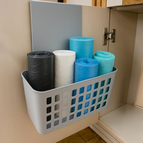 com-four® 2X Hängekorb, robuste Aufbewahrungsbox aus Kunststoff, Organizer für Küche, Bad und Kleiderschrank, stabiles & leichtes Einhängeregal für Türen - 4