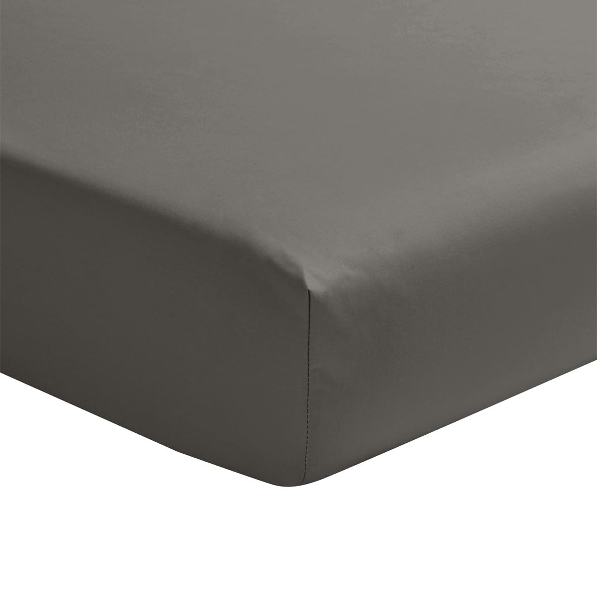 Cotton Satin Fitted Sheet, Palazzo, Zinc, 140 x 190 cm, Essix