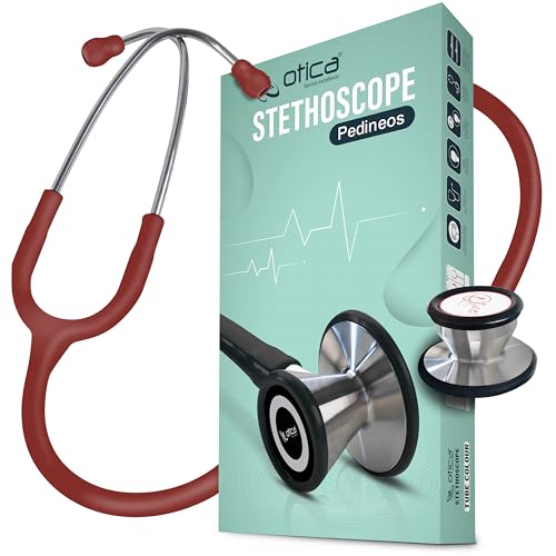 Image of OTICA Pediatric Stethoscope - Dual-Head Stainless Steel Chestpiece with Tunable Diaphragms, 29 inch Tube, Soft Ear Tips - Medical Stethoscope for Children, Infants & Neonatal Use (Red)