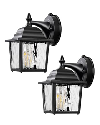 DEWENWILS 2 Pack Dusk to Dawn Outdoor Wall Light Fixture, Wall Lantern Porch Light with Glass Shade, Waterproof Outdoor Wall Sconce Lamp for Garage, Backyard (Classic)