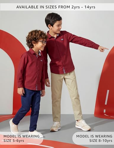 Image of Amazon Brand - Symbol Boys 100% Cotton Casual Shirt | Full Sleeves | Regular Fit | Age 2-14 Years