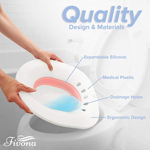 Fivona Sitz Bath for Toilet Seat with Massage Hand Flusher; Postpartum Care and Hemorrhoid Treatment; BPA Free Yoni Steaming Kit; Perfect for Perineal Soak and Portable Bidet - Thumbnail 3