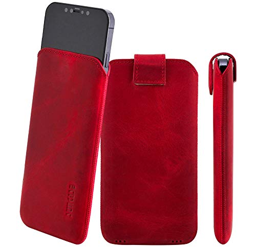 Étui en cuir véritable pour iPhone 15 Pro Suncase Slim rouge - 4