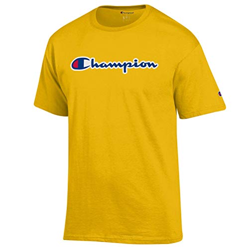 Champion Men's Classic Jersey Script Cotton T-Shirt (XX-Large, Gold/Champion Classic Script Logo)