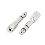 Echocart-10Pcs-Silver-Tone-635mm-Male-to-35mm-Female-Stereo-Audio-Adapter