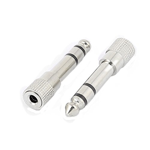 Echocart-10Pcs-Silver-Tone-635mm-Male-to-35mm-Female-Stereo-Audio-Adapter