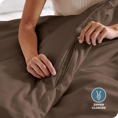 Image of Viewstar Premium Cotton Duvet Cover, Single Size 60x90 Inches, 300 Thread Count, Ultra-Soft, Wrinkle-Free, Cotton-Quilt /Comforter Zipper Cover (Brown)