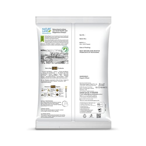 Image of Natureland Organics Wheat Suji / Sooji 500 Gm (Pack of 5) - Organic Sooji