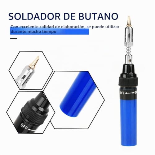 Miniatura 4 de Soldador De Gas Hierro Para Soldar A Gas Butano Sin Cable Gas Doplete Antorcha Soldador De Hierro Pistola De Soldadura Herramienta 1300 Azul