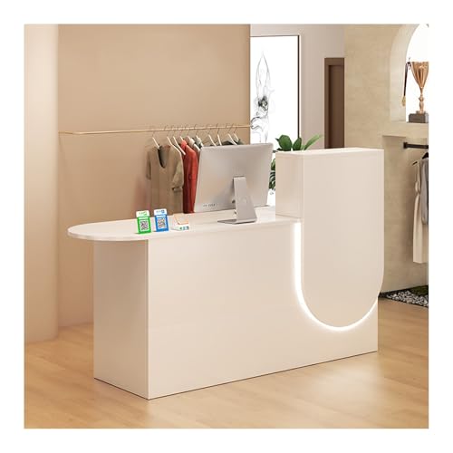L Sd - Escritorio de recepción con caja registradora que ahorra espacio para oficina, fácil de instalar, 100 cm, diseño blanco moderno