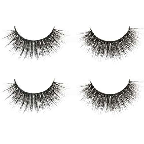 WEYZIM 3D Faux Mink Lashes 2 Pairs Handmade Luxurious Volume Fluffy Natural False Eyelashes Reusable 100% Handmade 3D02