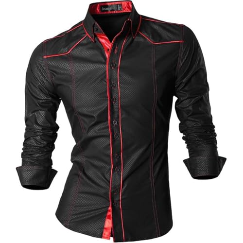 Men Casual Single Breasted Shirt Regular Solid Long Sleeve Office Shirt2