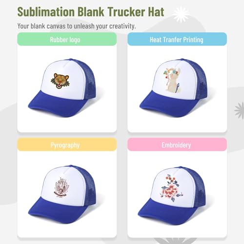 Image of 10 PCS Sublimation Blank Trucker Hats, Plain Baseball Caps with Adjustable Back Strap Unisex Mesh Caps for Men and Women DIY