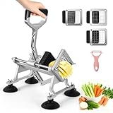 Ovshnrr Cortador Patatas Fritas Manual, Cortadora Patatas Industrial, con Cuchillas de Acero Inoxidable de 6mm, 9mm, 13mm, Cortador de Papas para Patatas, Verduras y Frutas para Uso Doméstico