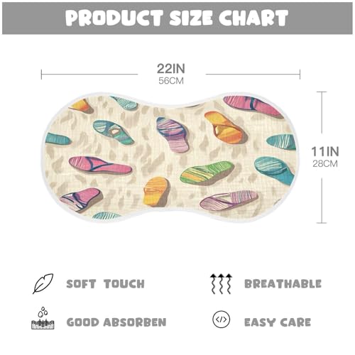 JUZIHAI 1Pack Beach Slippers Baby Burp Cloths Soft Cotton Burp Rags,Super Absorbent Burp Cloth Bag for Newborn Baby Boys/Girls4
