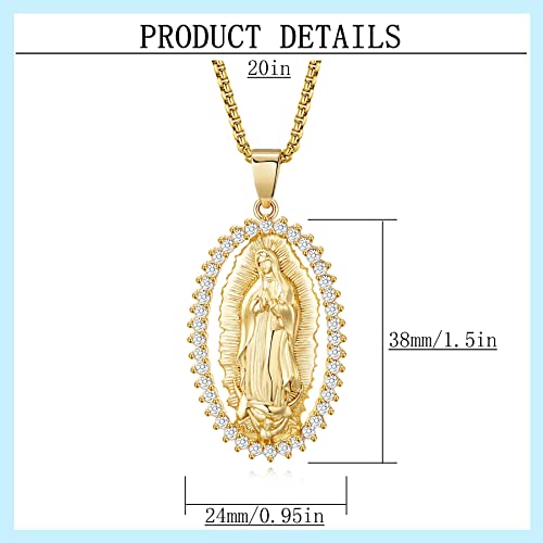 18K Gold Plated Virgin Mary Necklace - Virgen De Guadalupe & Mother Mary Pendant Amulet for Women Jewelry Gift2