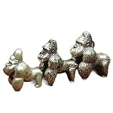 Decorazione di figura fengshui in ottone, 3 pezzi di ottone King Kong Gorilla Ornamenti for la cerimonia del tè Tè in rame Regali for animali domestici Statua di auto Accessori da scrivania Regali