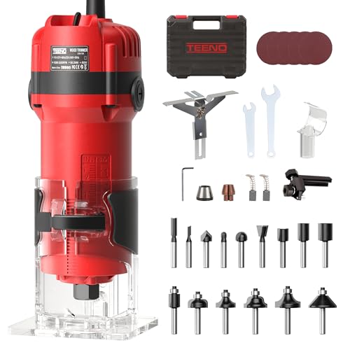 TEENO Rifilatore Fresatrice Verticale per Legno 800W 15000-32000 RPM,Legno Rifilatrice
