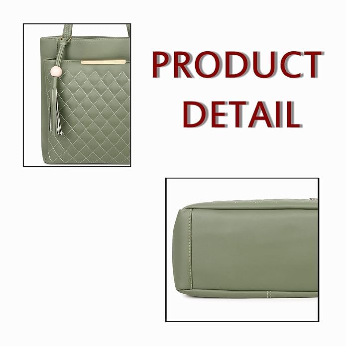 Image of DaisyStar Women Fashion Handbags Tote Purses Stylish Girls Zip Pocket Canvas Handbag for Office Bag Ladies Travel Shoulder Bag Tote for College Girls Granite Green Handbag 43