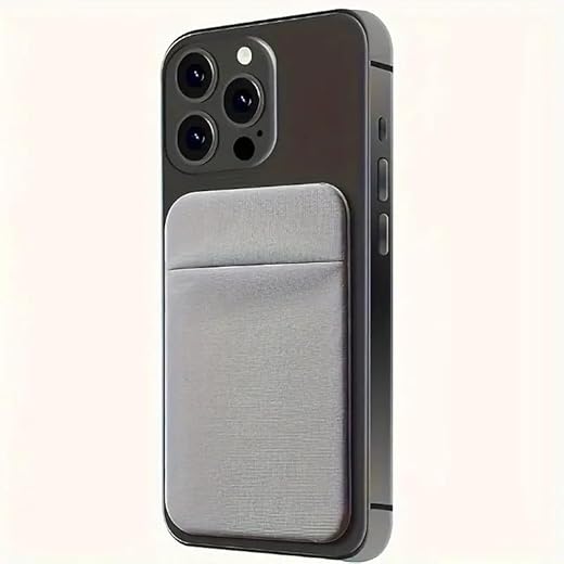 Cell Phone Card Holder Back of Phone,Stretchy Stick on Wallet Pocket Credit Card ID Case Pouch Sleeve Self Adhesive Sticker for iPhone Samsung Galaxy Android （Grey）