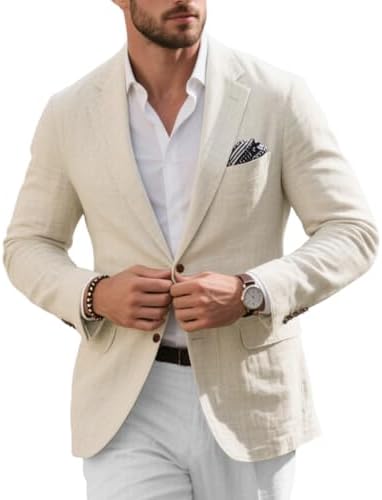 Linen Mens Suit Blazer Formal Tuxedos Jacket Causal Sport Jackets...