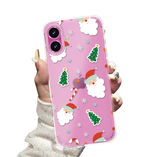 Coque de Noël iPhone 16 Plus transparente anti-jaunissement et antichoc