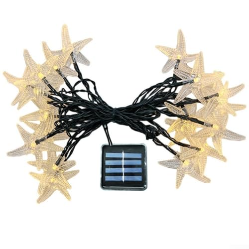 Volakebeing Guirnalda de luces solares de estrella de mar de 12 m con 100 bombillas LED cálidas y de colores, iluminación decorativa impermeable al aire libre para jardín, boda, Navidad, uso interior