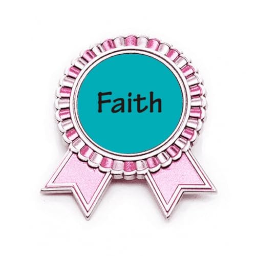 Broche Faith Word rose en métal M pour sublimer un manteau d'hiver