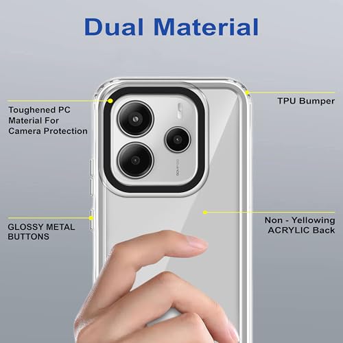 Image of Zapcase Back Case Cover for Mi Redmi Note 14 5G | Compatible for Mi Redmi Note 14 5G Back Cover | Case Cover with Camera Protection | (TPU + PC | Transparent)