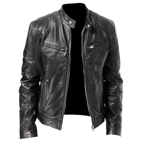 Chaquetas ligeras de piel sintética para hombre, abrigo informal para motociclista, chaqueta elegante y ajustada.