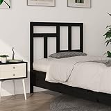 ZEYUAN Cabecero de Cama, Cabeceira Cama, Cabezal De Cama, Mesilla De Noche, Cabecero Y Mesitas, Madera Maciza de Pino Negro 95,5x4x100 cm