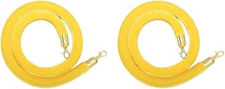 Juego de 2 cuerdas de terciopelo de 1,5 m, control de multitudes para exposición, celebración, color amarillo, longitud de 1,5 m de diámetro, 30 mm