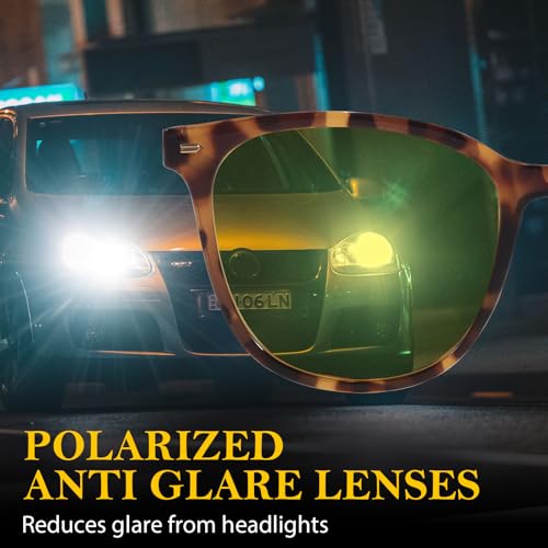 FIMILU 2 Pack Night Vision Glasses for Women Men, Polarized Night Driving Glasses Anti-Glare and Enhance Vision at Night 18514