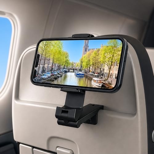 Ergonomadic Hands-Free Airplane Phone Holder - Eye-Level Travel Mount for Flight Tray Table, Portable Clip-On Stand for Desk, Train, Luggage - Travel Essentials by Ergonomadic - Used condition - US$9.34