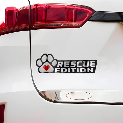 Image of Cute Dog Car Badge Laser Cutting Car Emblem,Funy 3D Acrylic Dogs Badge Rated Car Emblem Automotive Badge Decals and Stickers for Car, Truck, Rv, Boat Exterior Decoration (Rescue Love)