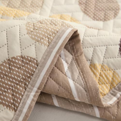 Image of HOKIPO Polyester Printed Quilted 1 Seater Sofa Cover Seat Mat, Brown Polka Dot (NEW-IN-806-D4*1)