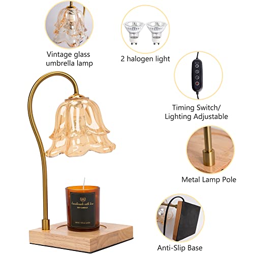 Vinjoe Candle Warmer Lamp Candle Melter With Timer, Candle Lamp Warmer Wax Warmer Compatible Large&Small Candle Jar, Candle Lamp For Home Scented Jar Candles Heater With 2 Bulbs #TOP1