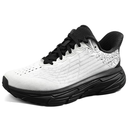 Image of Men's Slip on Walking Sneakers - Lightweight Running Shoes - Cushioned Comfort for Gym, Training, Tennis, Workout - Athletic Fashion - Black /Beige Size 6.5-13