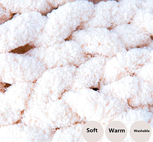 6 Pack Cream White Hand Knitting, Jumbo Yarn, Chunky Knit Chenille Yarn Super Soft Washable Bulky Giant Big Yarn For Extreme Diy #TOP2