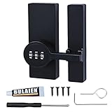 TüRriegel 180 Grad, Schiebetür Schloss,Dreistelliges Zahlenschloss mit Kleber & Schrauben, Outdoor, Garagen, Schränke, Schubladen,Stanzfreie Installation (schwarz)