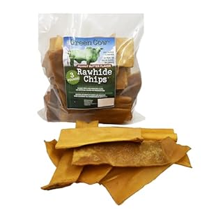 Chips Peanut Butter 3-Pound Bag – Premium Large Dog Rawhide Chews – Ideal for Agressive Chewers Dog Rawhide Treats – Durable Rawhide Bones for Large Dogs