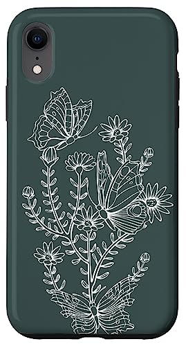Cottagecore Goblincore Fairycore Flores Con Mariposas Carcasa para iPhone XR