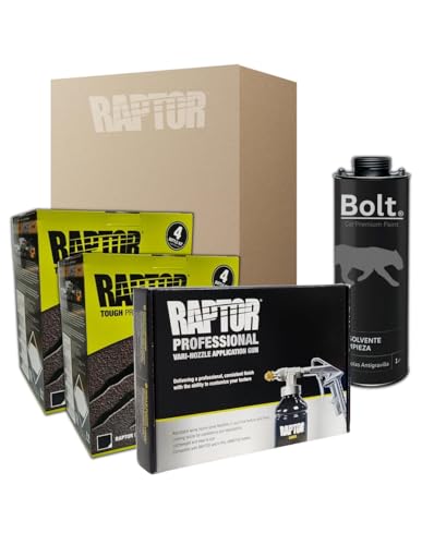 DISPIVAL 2 X Pintura Raptor 2K Kit Negro 4 Lt + Pistola Pro + Disolvente