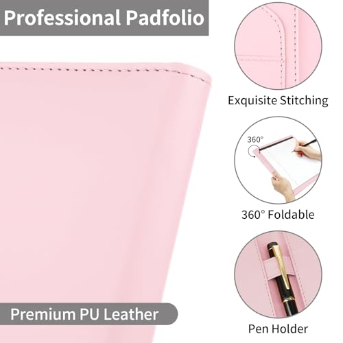 Image of Professional Padfolio Portfolio Binder, Faux Leather, Pink
