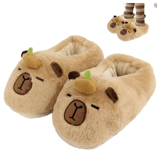 Zapatillas de Invierno Capybara Adulto Suave y cálida Peluche Zapatillas de Animales Lindas Kawaii Capibara para Mujeres Hombres una Talla