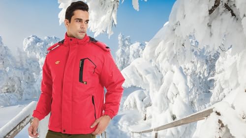 Image of QPNGRP Mens Waterproof Fleece Ski Jacket Windproof Winter Snow Coat