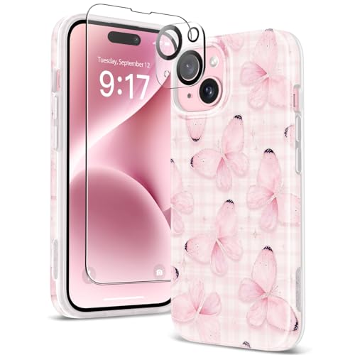 Butterfly Case for iPhone with Screen Protector & Camera Lens Protector